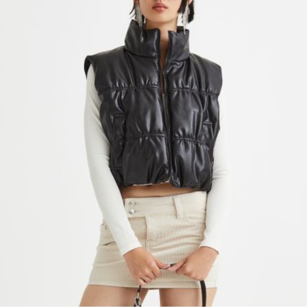 H&M Leather Puffer Vest